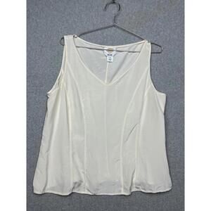 Talbots Pure Silk Sheer Fitted Blouse Womens 16 Ivory Sleeveless V Neck Office